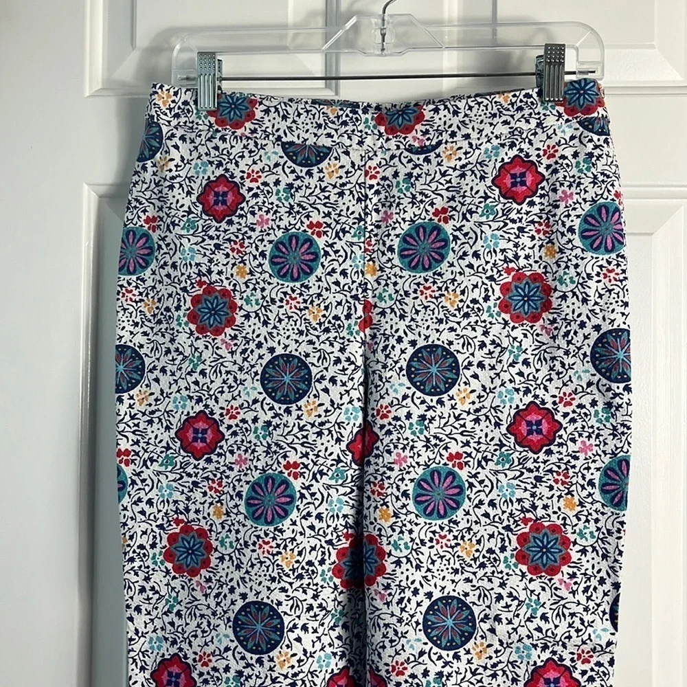 Boden Al Fresco Colorful Floral Print Slim Fit‎ 7/8 Cropped Side Zip Pants Boho - Picture 4 of 14
